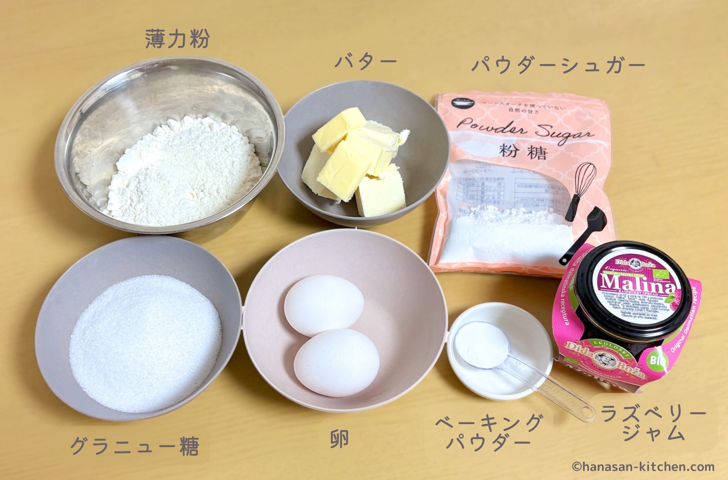 ヴィクトリアサンドイッチケーキの材料