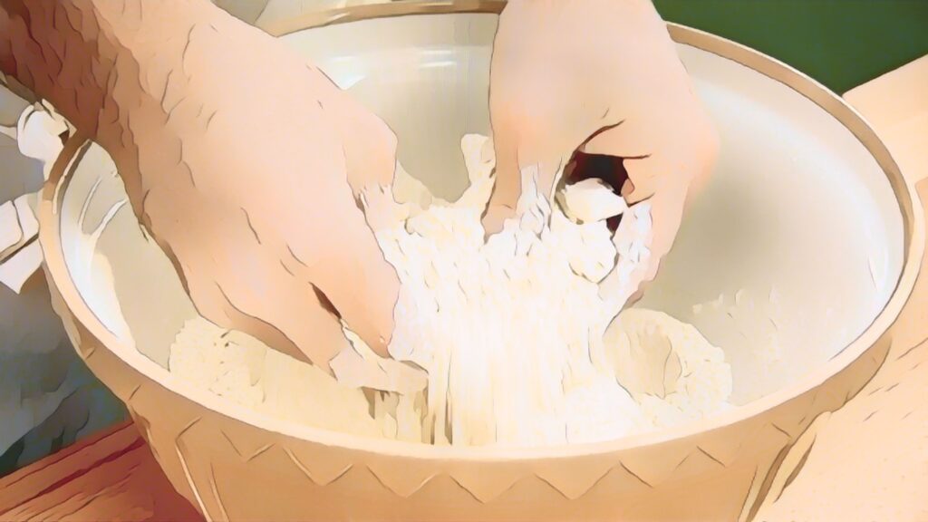 粉類をあわせる様子