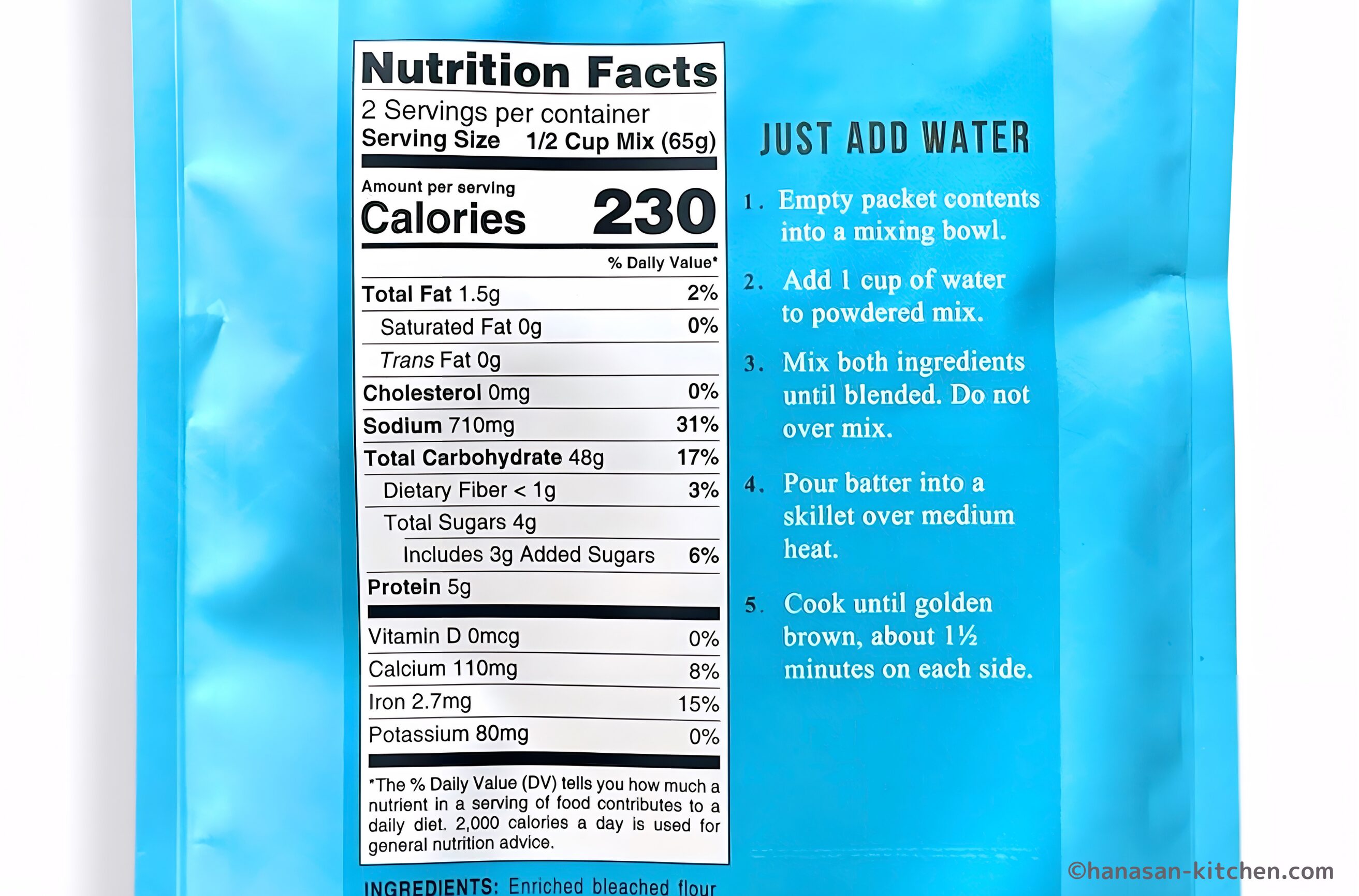 Aloha Ainaパンケーキのパッケージ(裏)